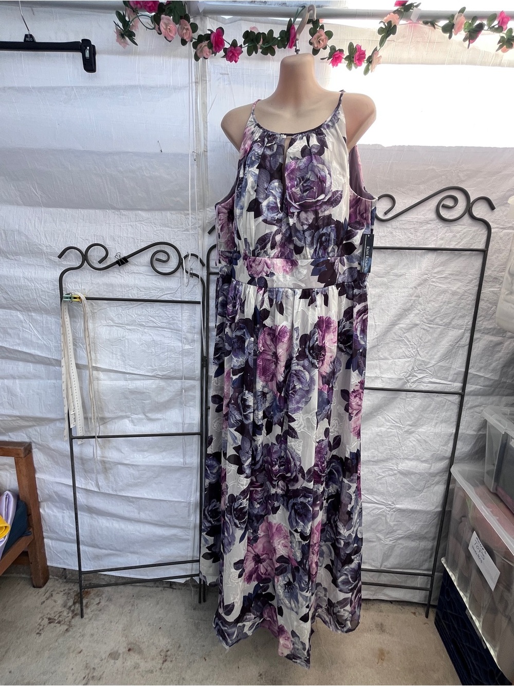 R&M Richards Purple Floral Maxi Dress on Cream